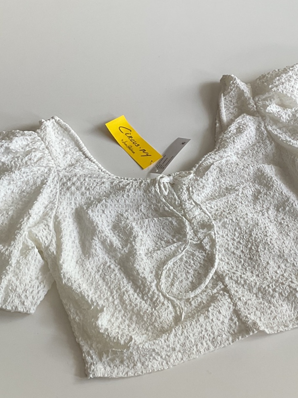 Circus by Sam Edelman Baeley White Textured Tie-Front Blouse NWT
